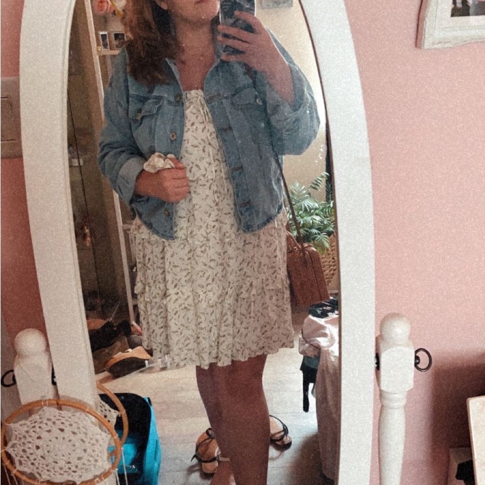 Leaf print swing dress